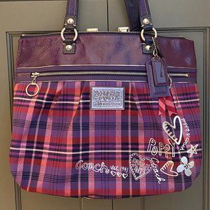 COACH POPPY TARTAN PLAID TOTE